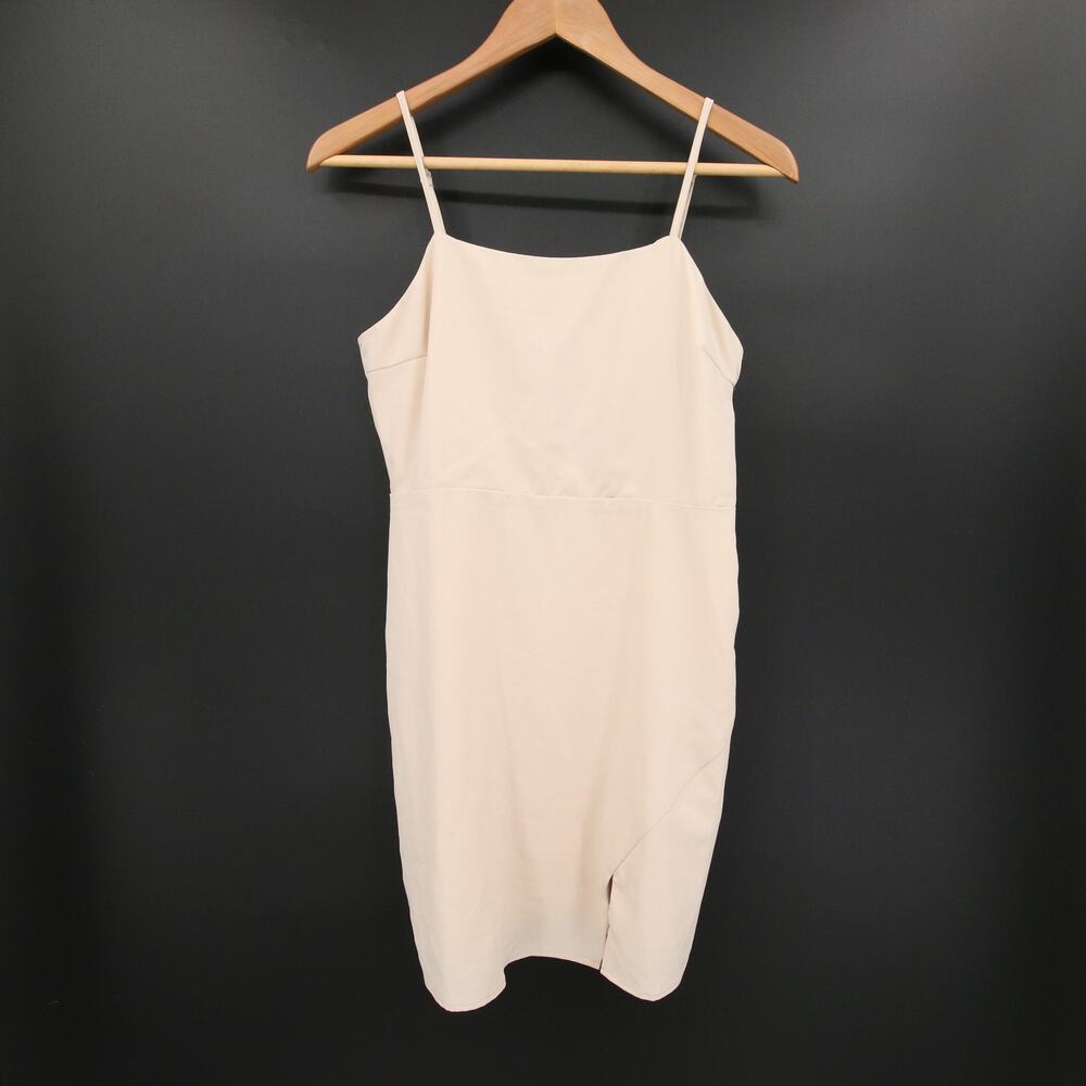 North End Dress Mini Beige Sand Pink Spaghetti Strap Tie Back Slit Lined L